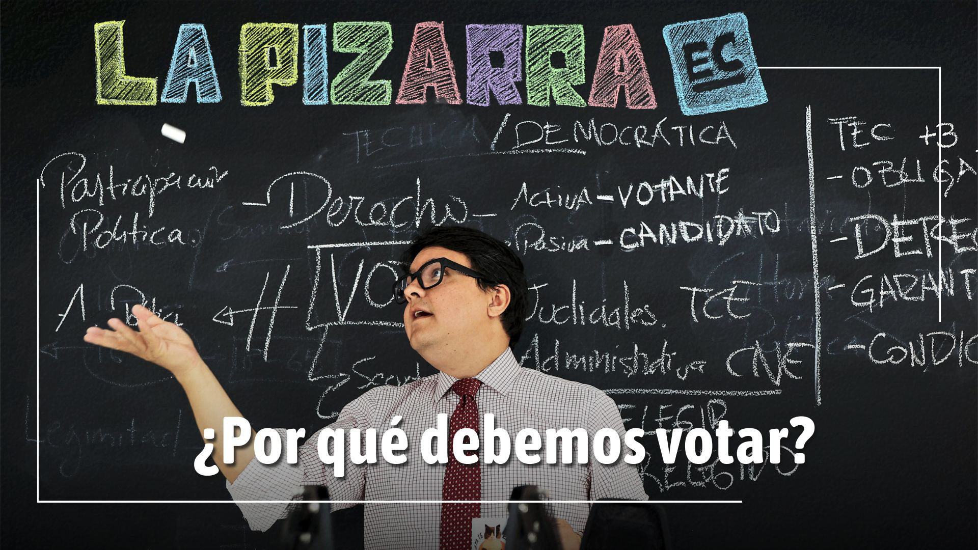 Esteban Ron estuvo el La Pizarra EC, para hablar sobre por qué se debe votar. Foto: Diego Pallero/ EL COMERCIO