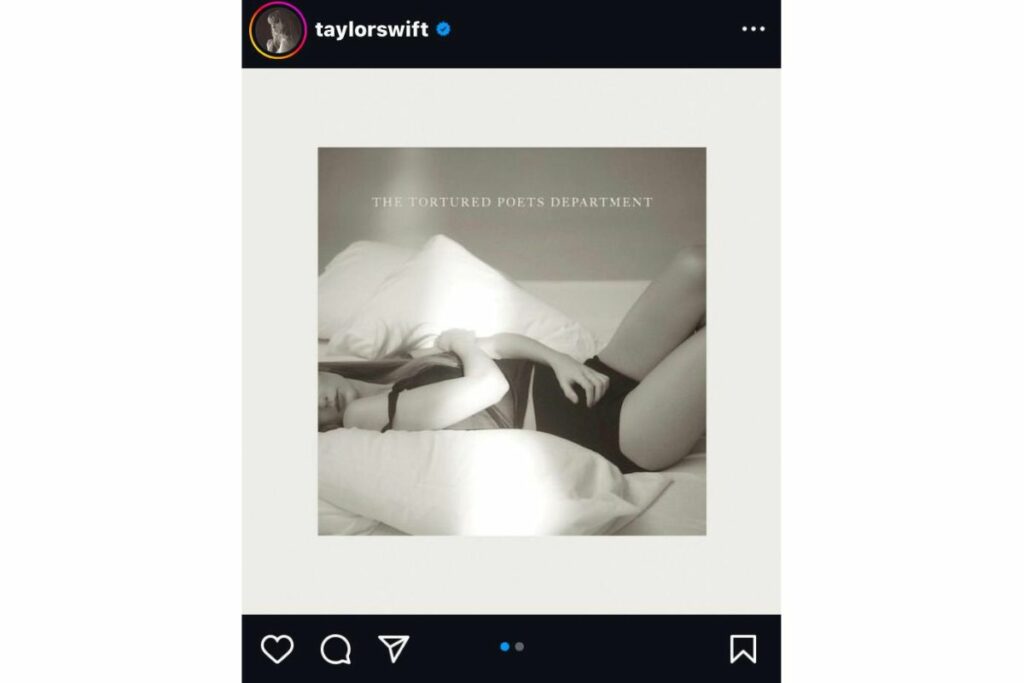 El nuevo álbum de Taylor Swift, "The Tortured Poets Department", se divide en cuatro caras con temáticas variadas. Foto: Captura de pantalla.