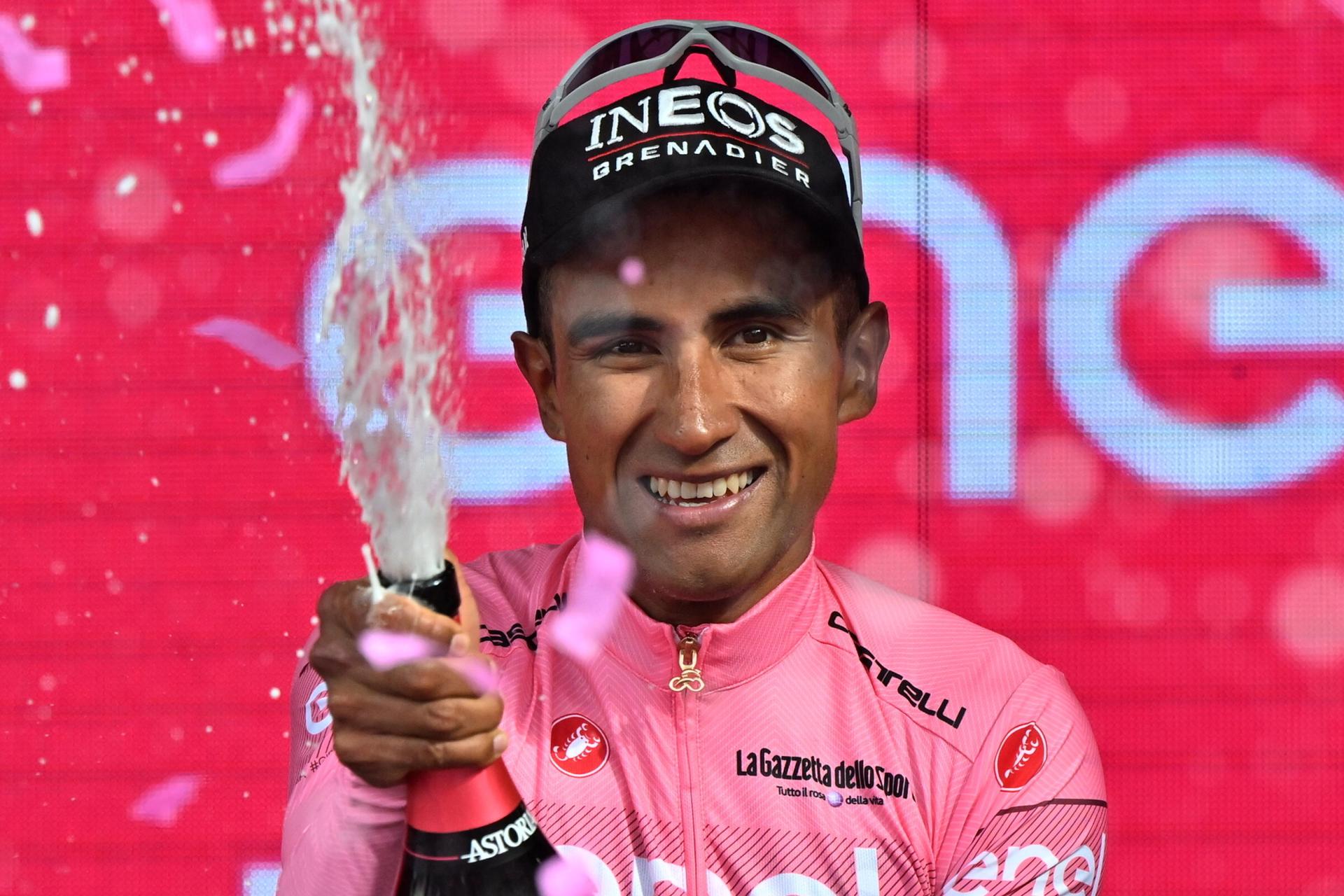 Jonathan Narváez en su celebración después de ganar el Giro de Italia