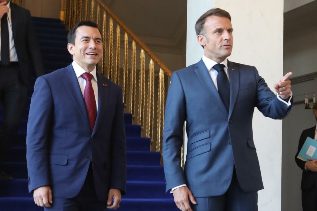 Así fue el encuentro entre Daniel Noboa y Emmanuel Macron, en Francia