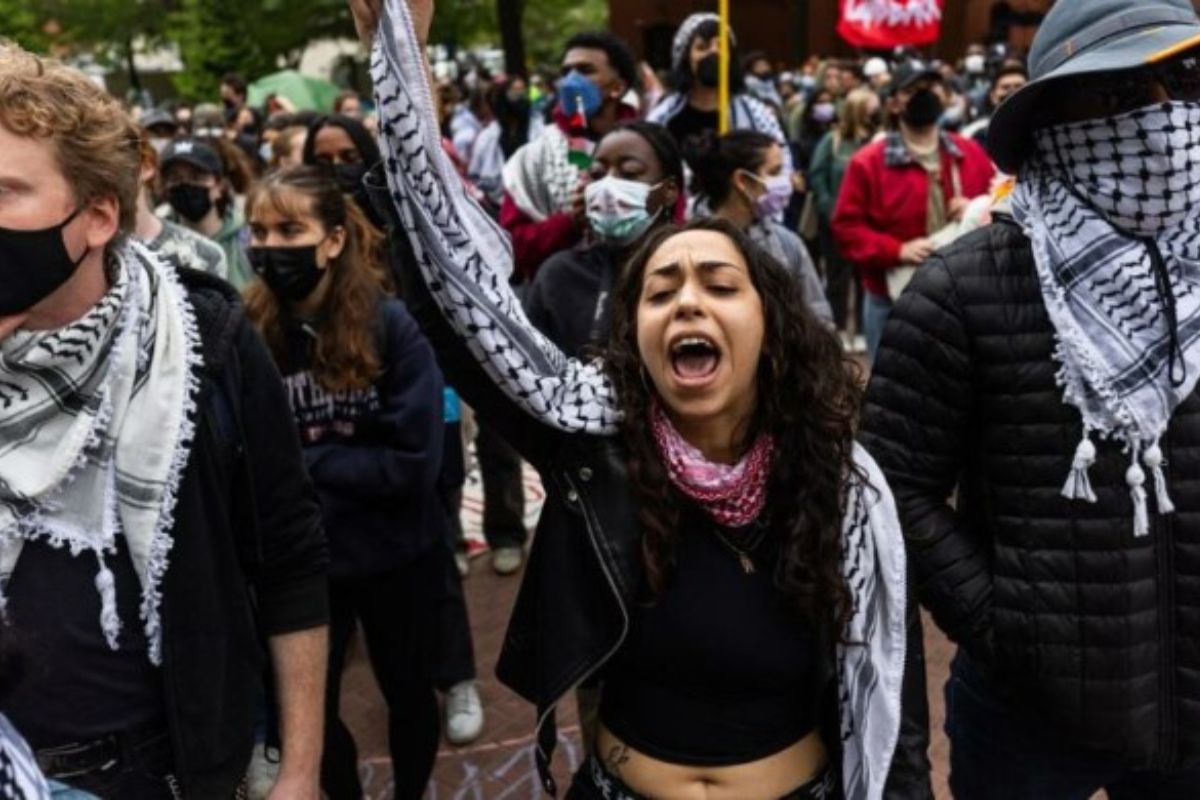 Estudiantes de universidades de Estados Unidos protestan contra Guerra de Gaza. Foto: EFE